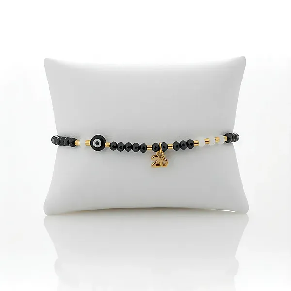 Γούρι 26 Βραχιόλι με Ματάκι Μαύρο